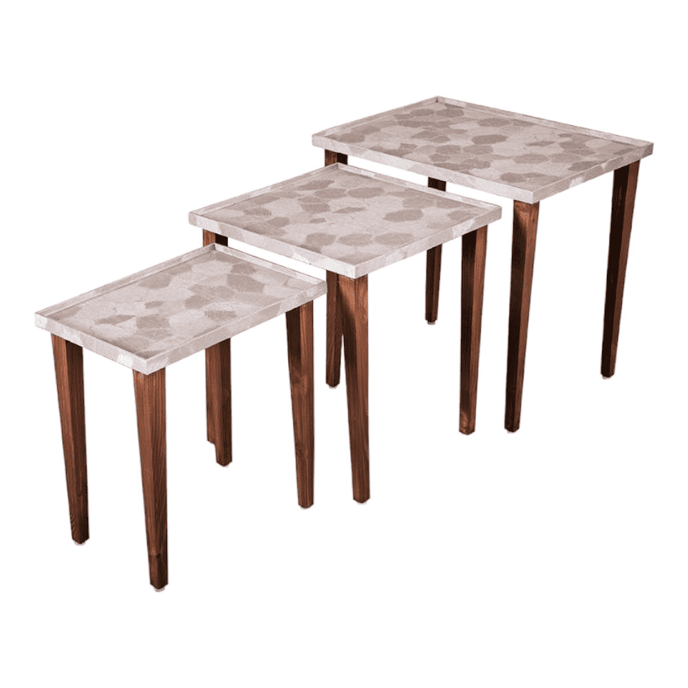 Allure Solid Wood Nested End Table in Paper Finish - Set of 3