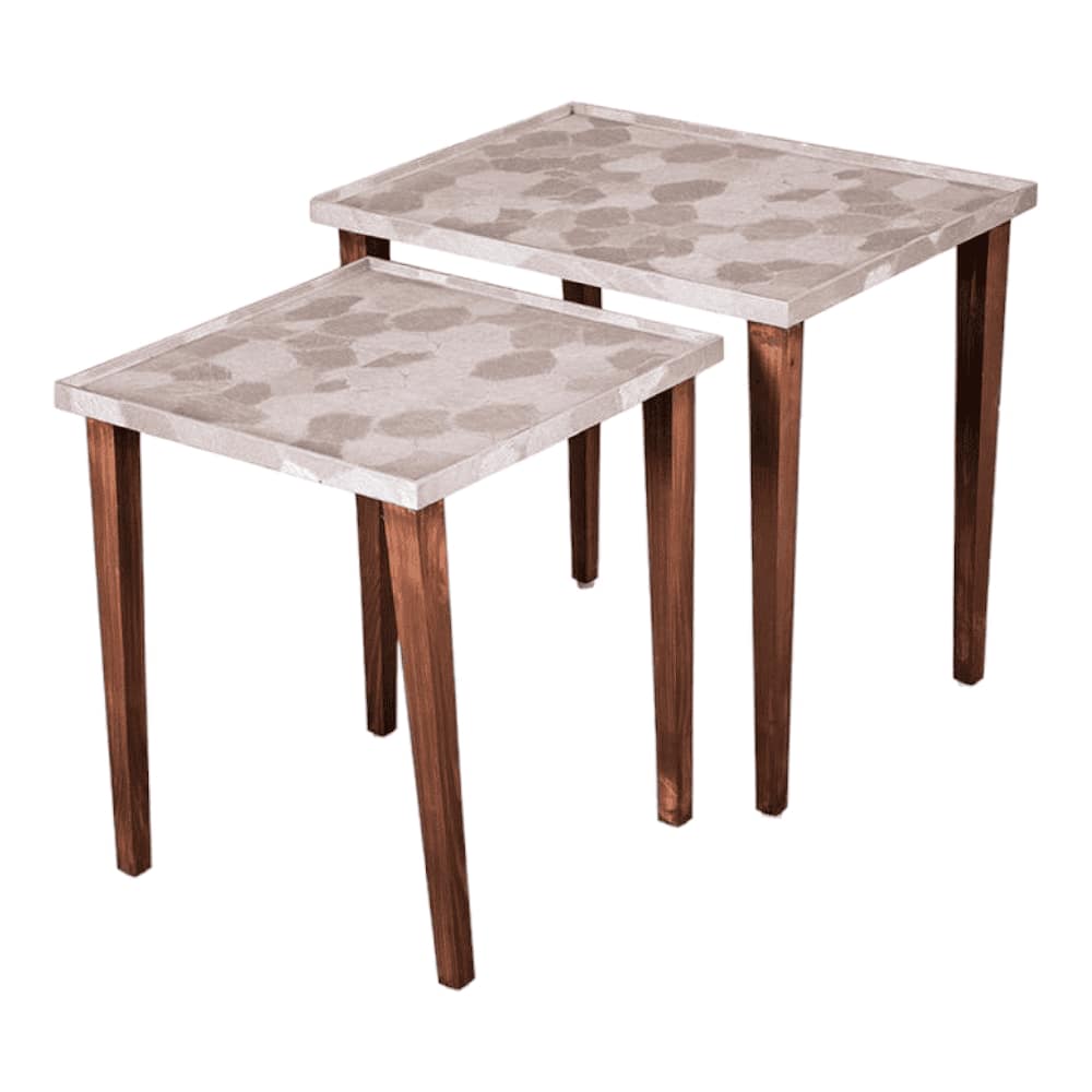 Allure Solid Wood Nested End Table in Paper Finish - Set of 2