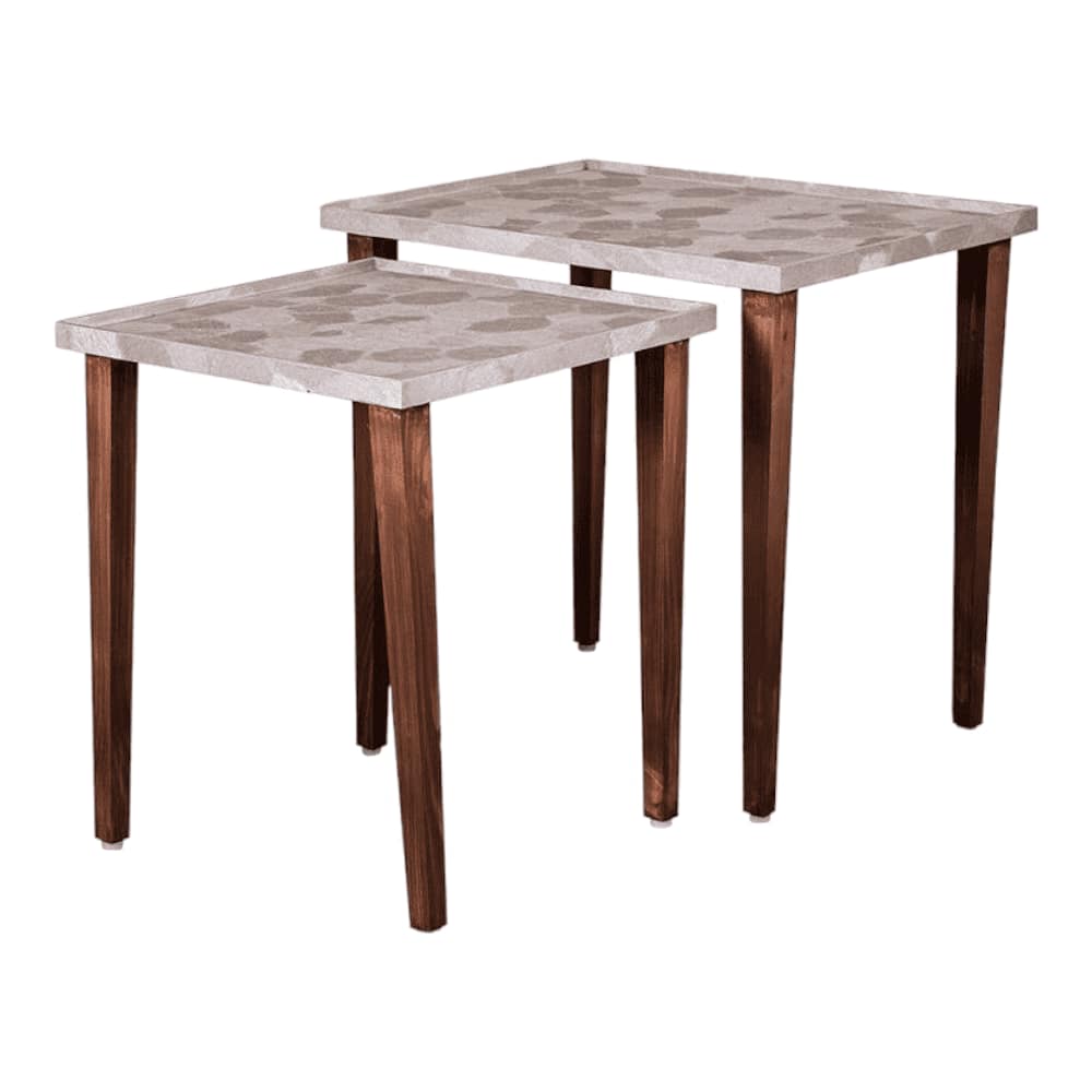 Allure Solid Wood Nested End Table in Paper Finish - Set of 2