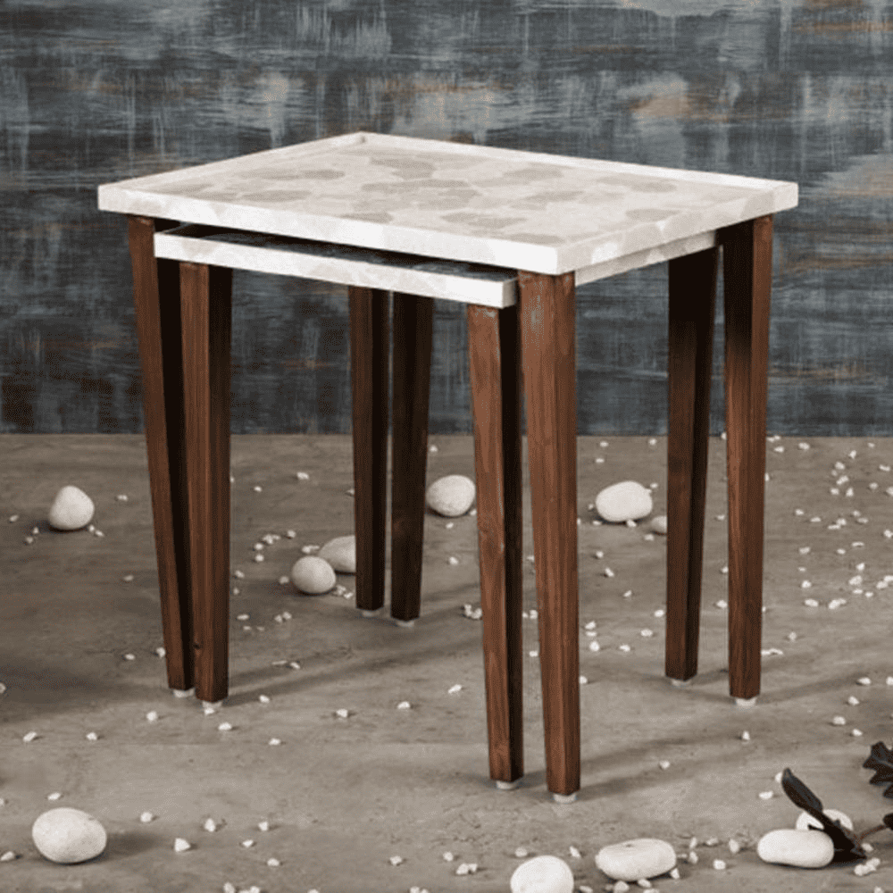 Ryleigh Solid Wood Nested End Table in Paper Finish - Set of 2