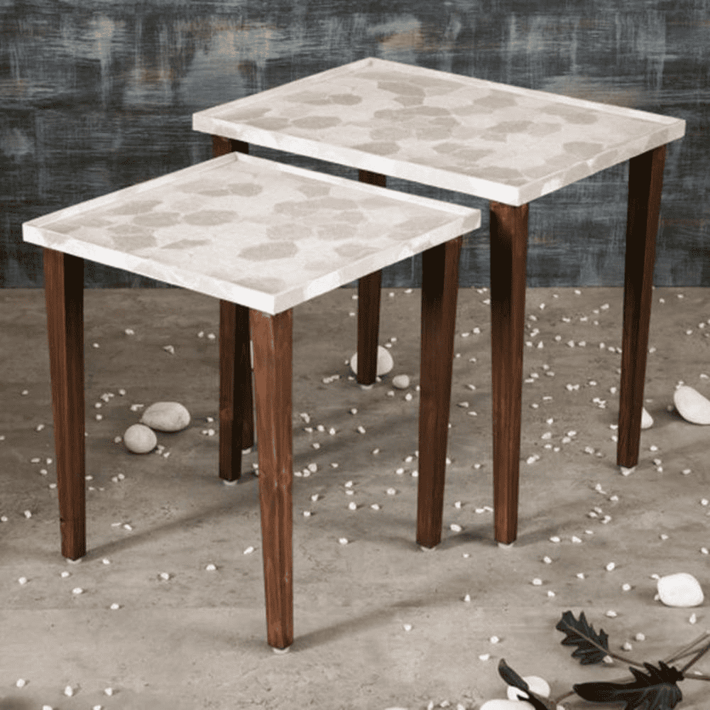 Ryleigh Solid Wood Nested End Table in Paper Finish - Set of 2