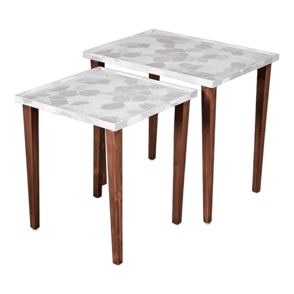 Ryleigh Solid Wood Nested End Table in Paper Finish - Set of 2