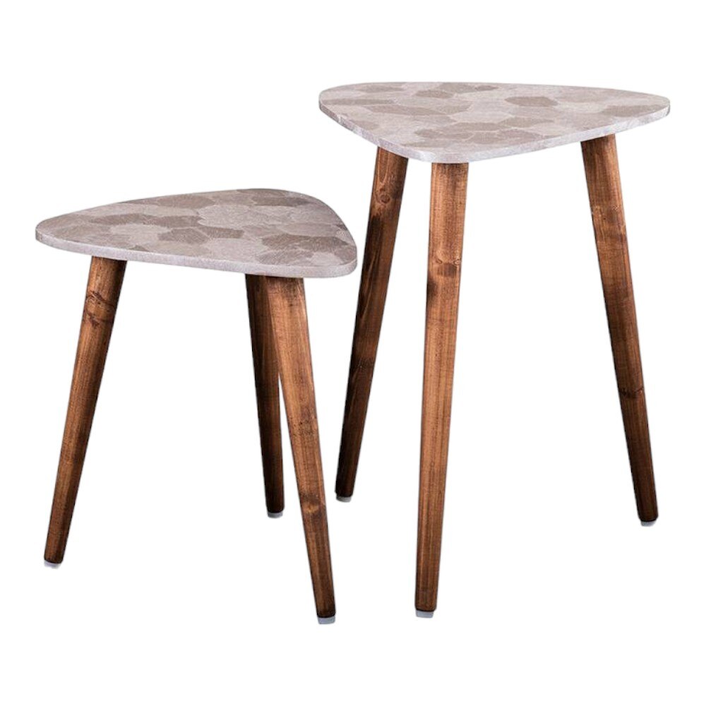 Sinclair Solid Wood Triangle Nested End Table in Paper Finish - Set of 2