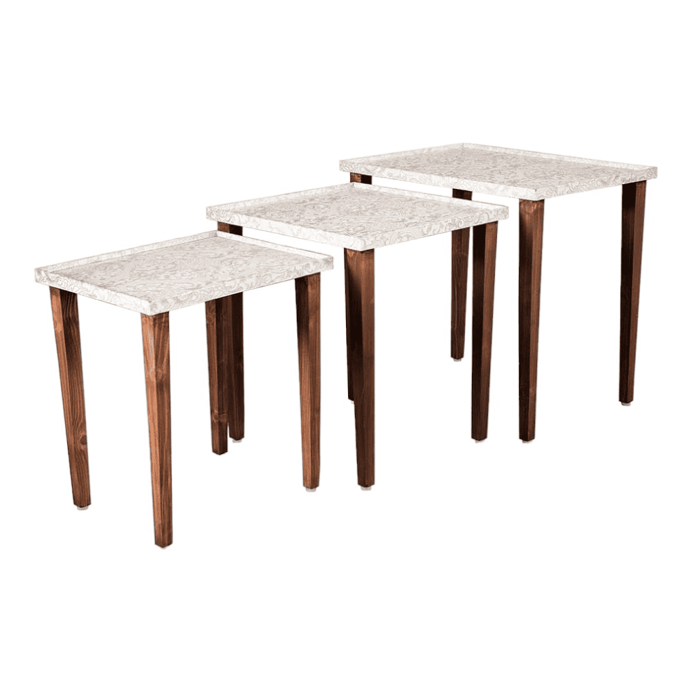 Chantilly Solid Wood Nested End Table in Paper Finish - Set of 3