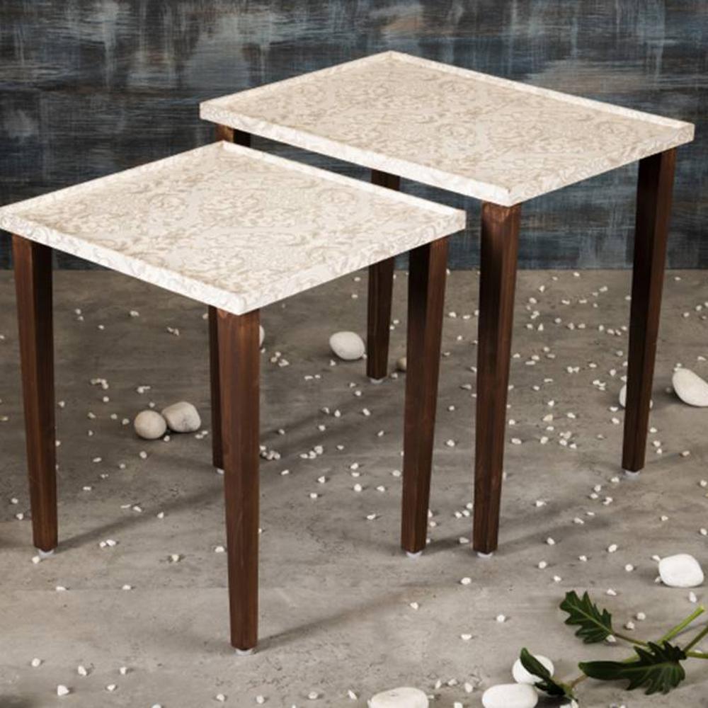 Chantilly Solid Wood Nested End Table in Paper Finish - Set of 2