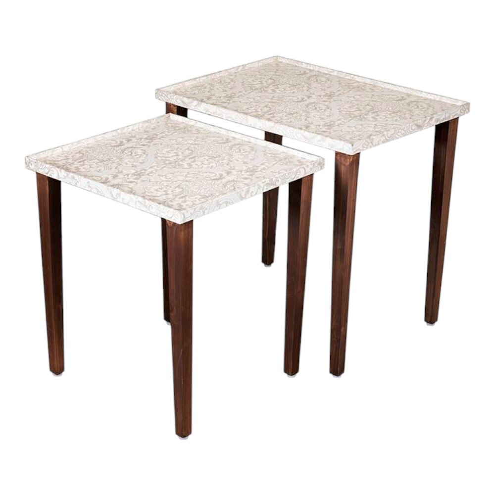 Chantilly Solid Wood Nested End Table in Paper Finish - Set of 2