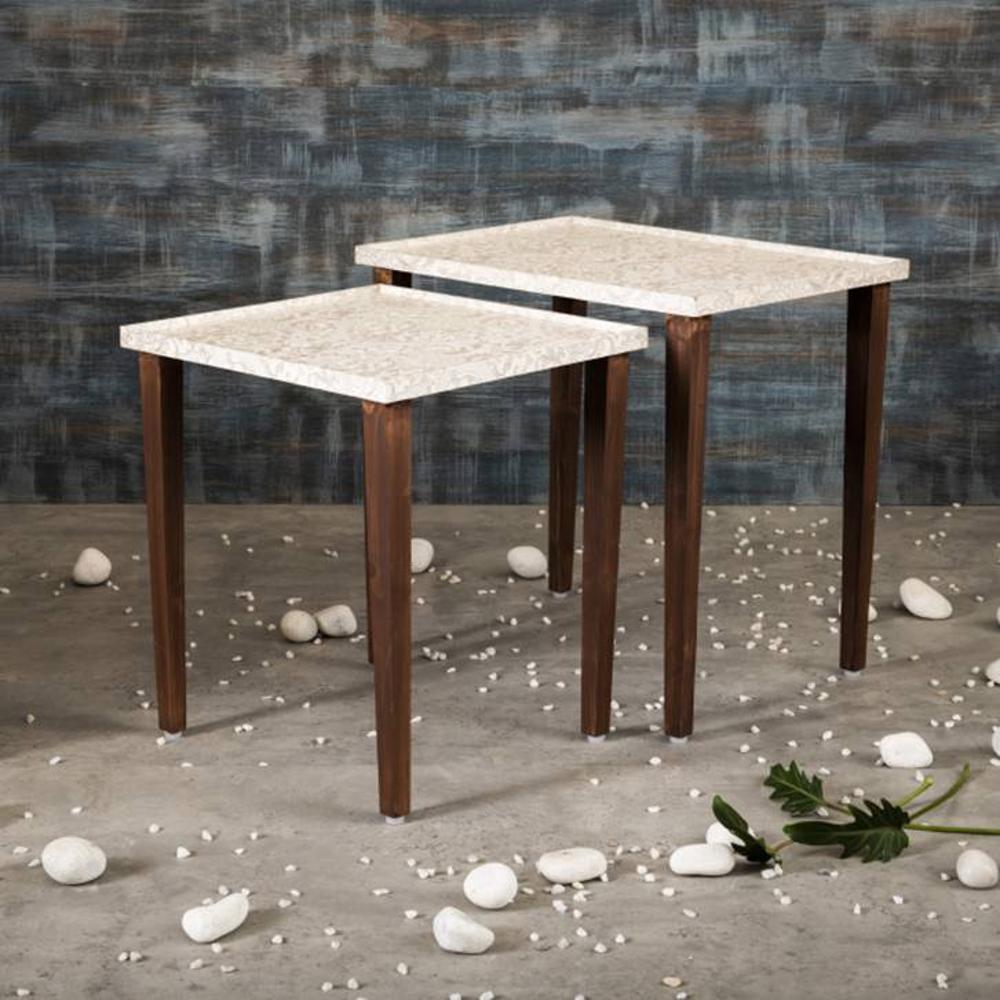 Chantilly Solid Wood Nested End Table in Paper Finish - Set of 2