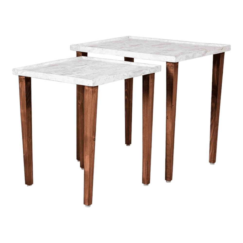 Leherein Solid Wood Nested End Table in Paper Finish - Set of 2