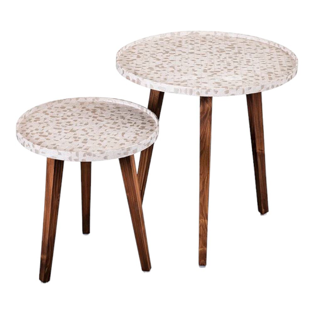 Chaandi Solid Wood Nested End Table in Paper Finish - Set of 2