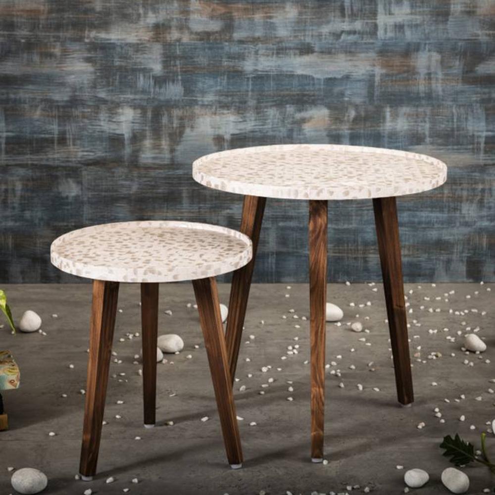 Chaandi Solid Wood Nested End Table in Paper Finish - Set of 2