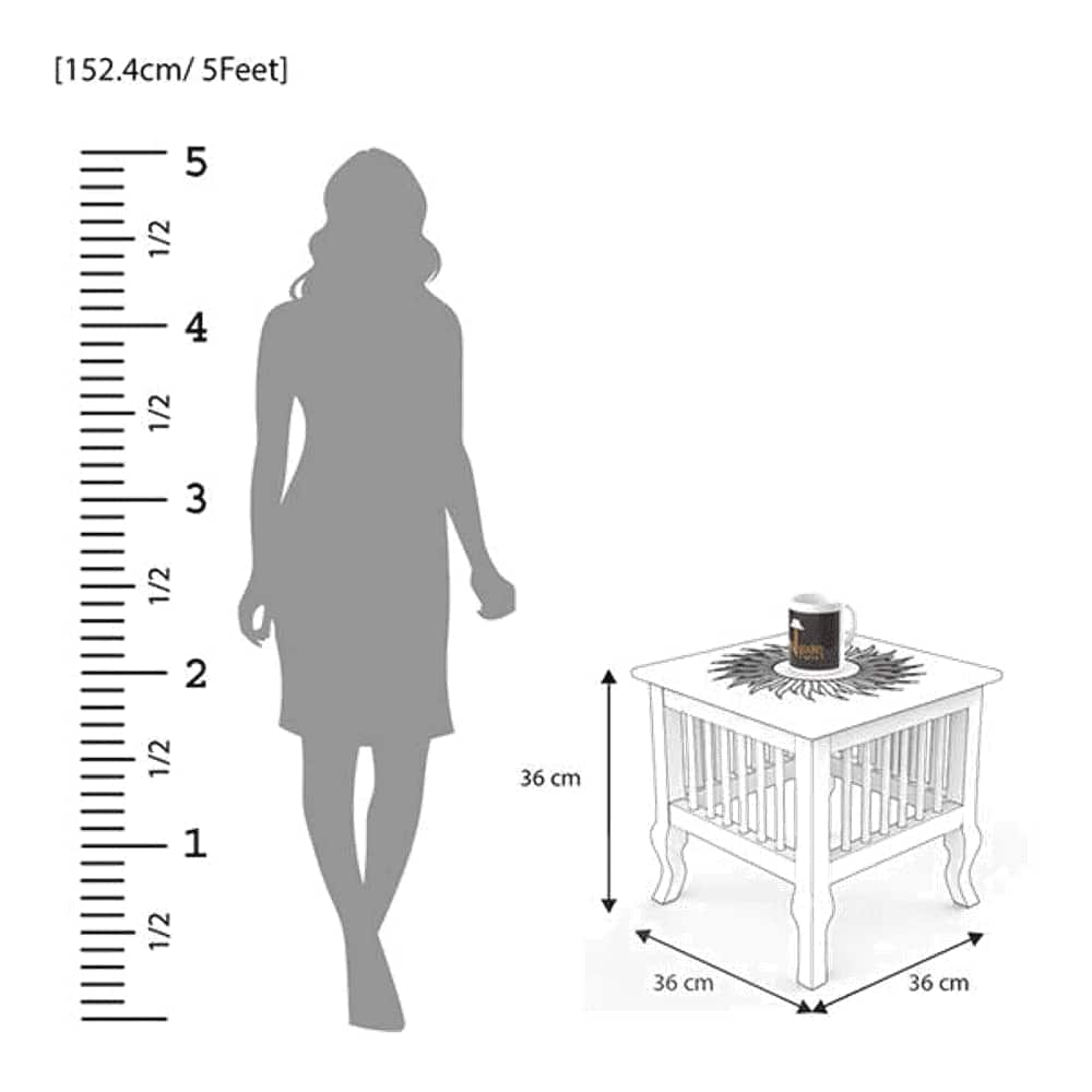 Mango Wood Walnut Finish Handmade Carving Classic Side Table for Living Room