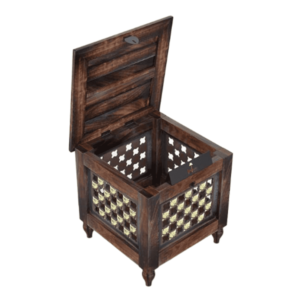 Beautiful Antique Wooden Stool with Storage for Living and Bedroom