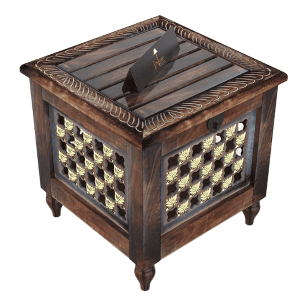 Beautiful Antique Wooden Stool with Storage for Living and Bedroom
