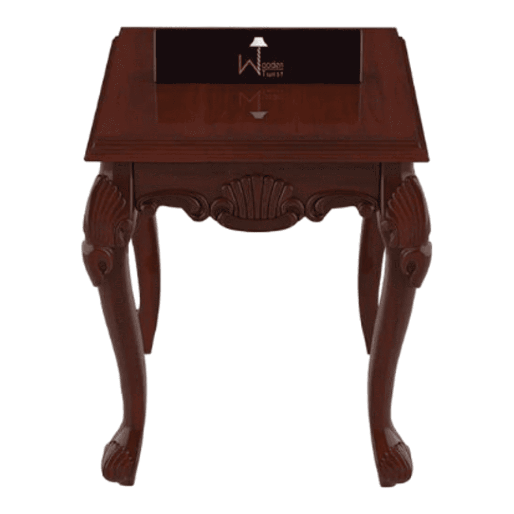 Gracious Hand Carved Teak Wood End Table for Home DÃ©cor