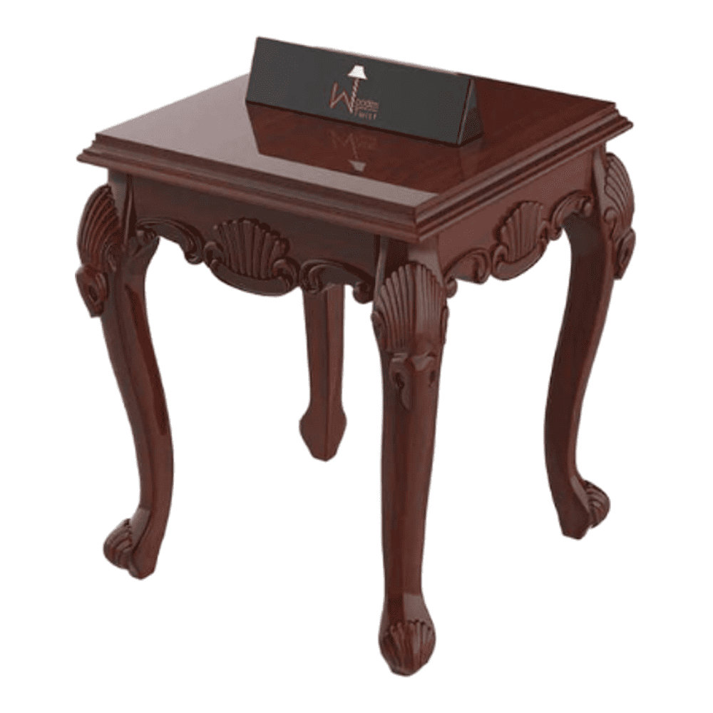 Gracious Hand Carved Teak Wood End Table for Home DÃ©cor