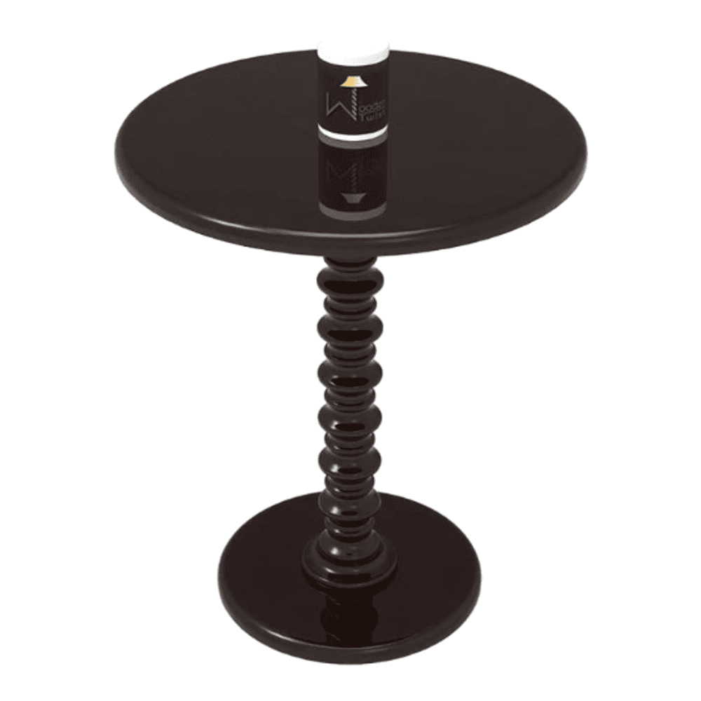 Round Wooden Spindle Side Table for Living Room with Pedestal End Table (Walnut Finish)