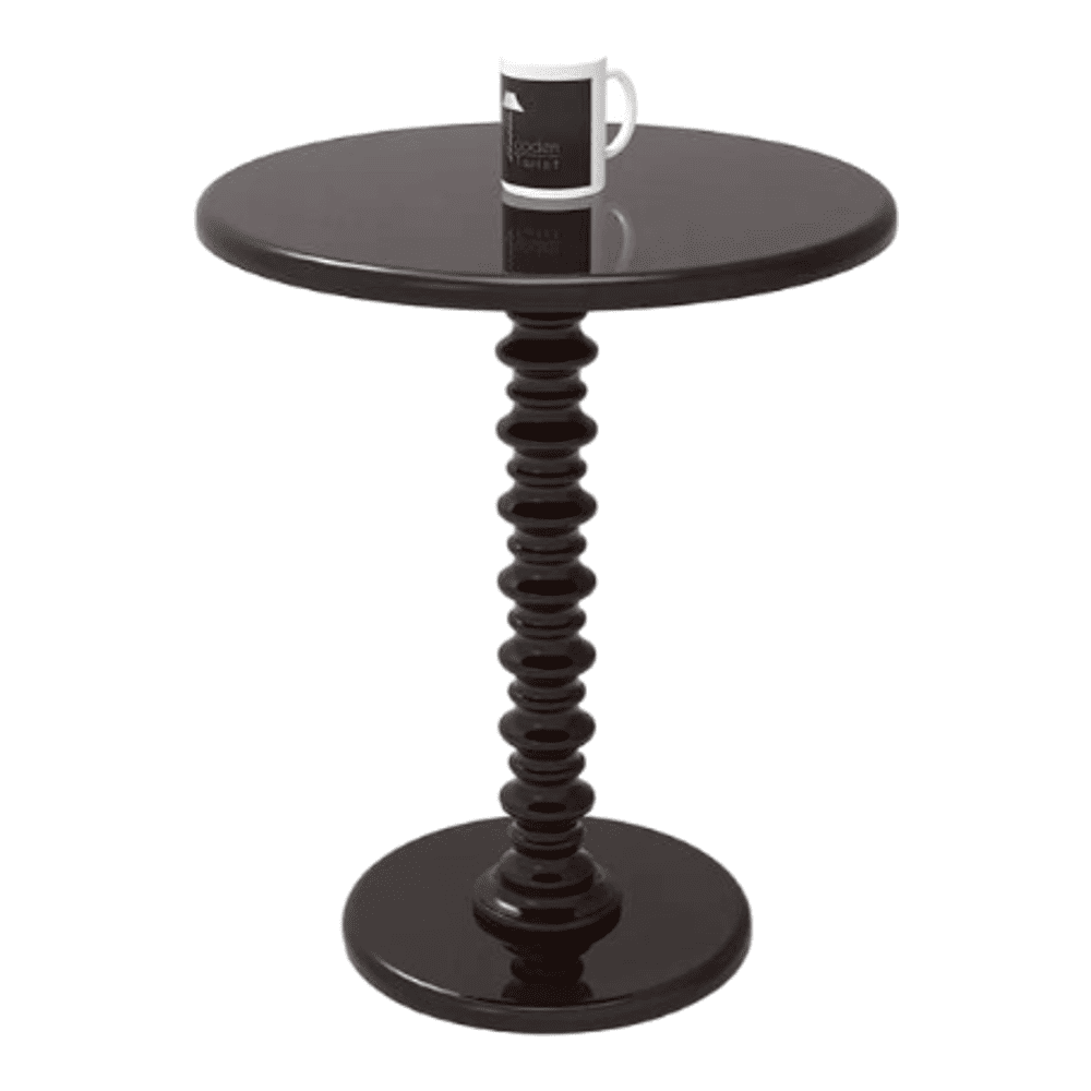 Round Wooden Spindle Side Table for Living Room with Pedestal End Table (Walnut Finish)