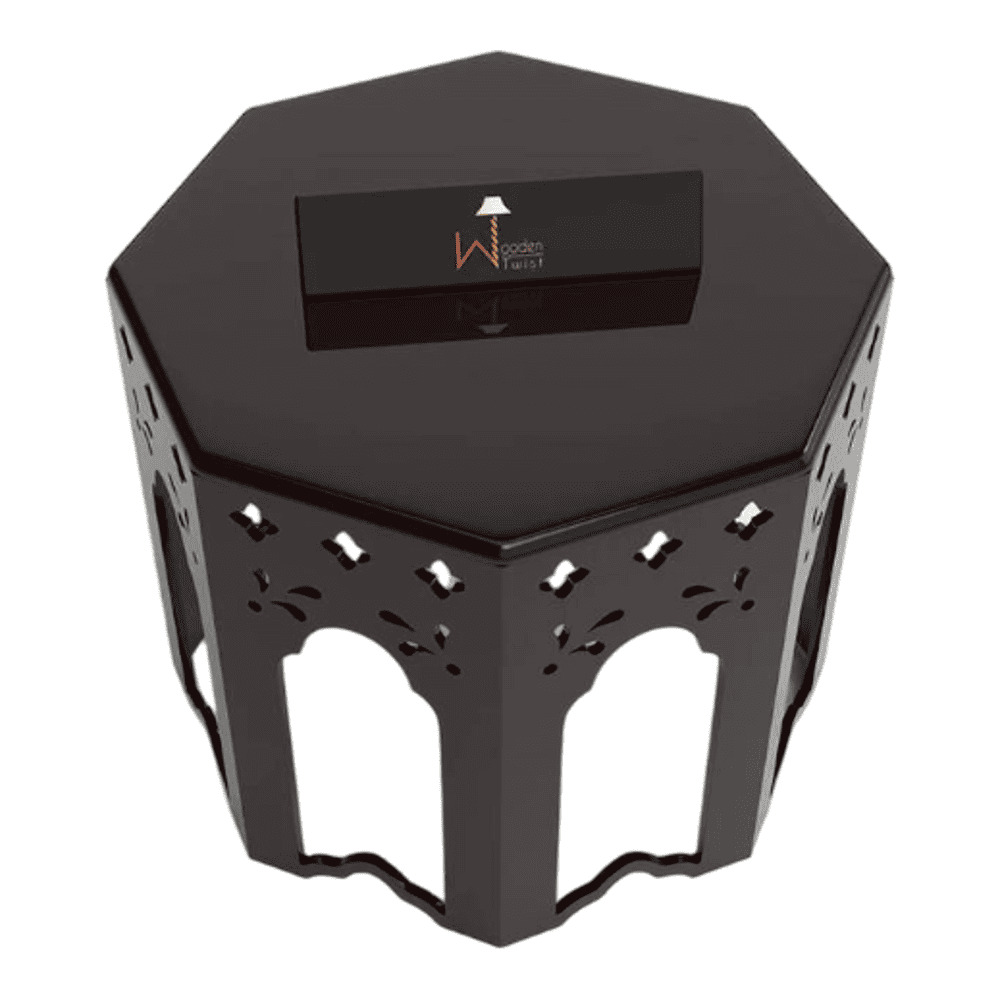 Wooden End Table Octagonal Shape In Walnut Finish