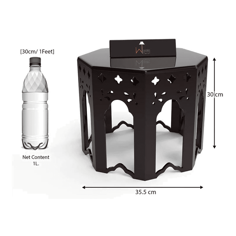 Wooden End Table Octagonal Shape In Walnut Finish