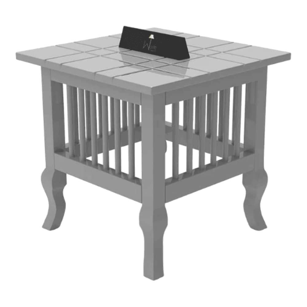 Blanco Carved Wooden End Table (White)