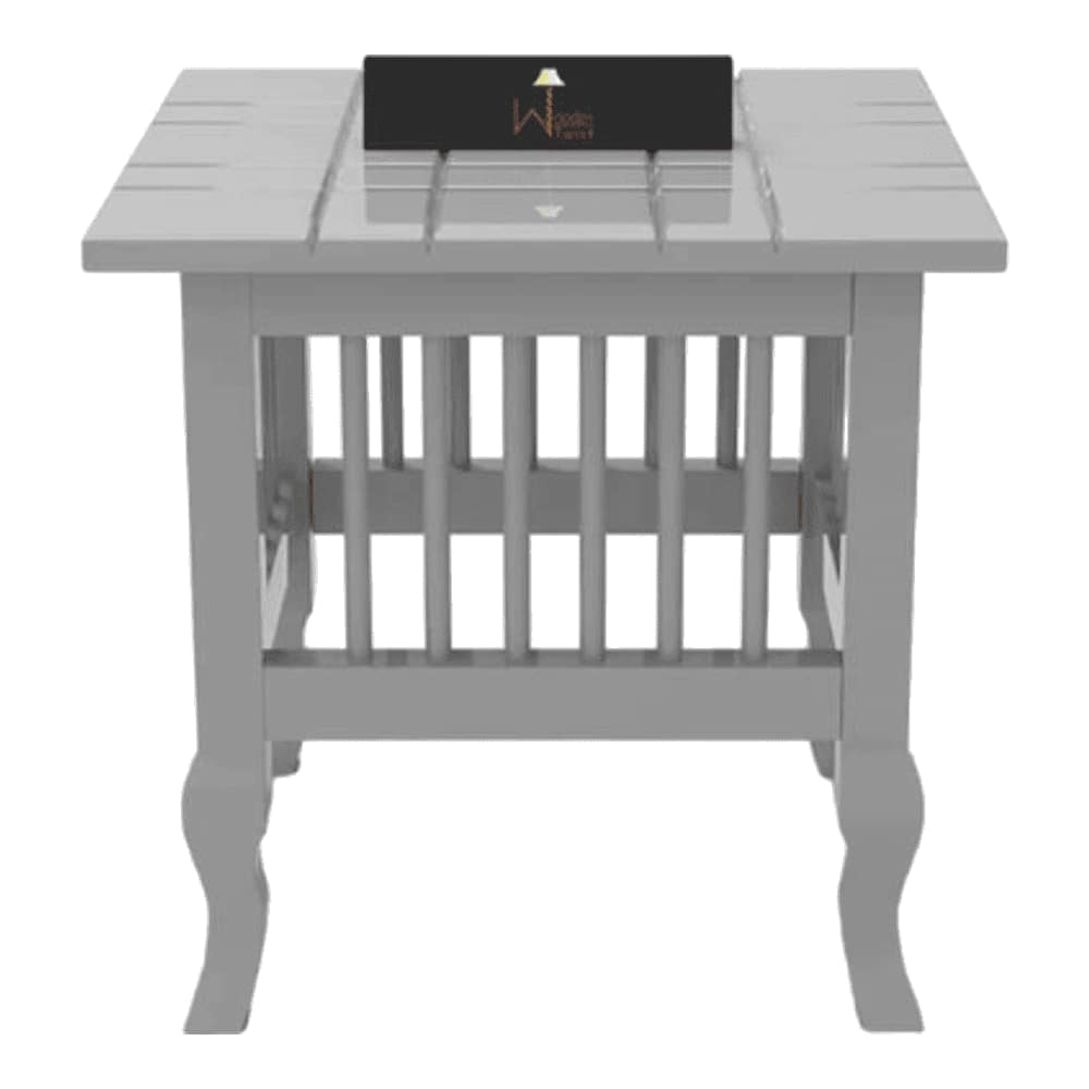 Blanco Carved Wooden End Table (White)