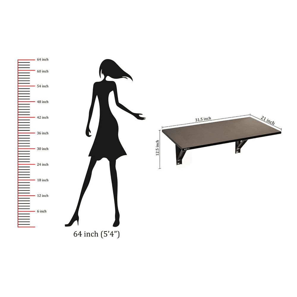 Hemming Wall Mounted Engineered Wood Study Table in Wenge Finish