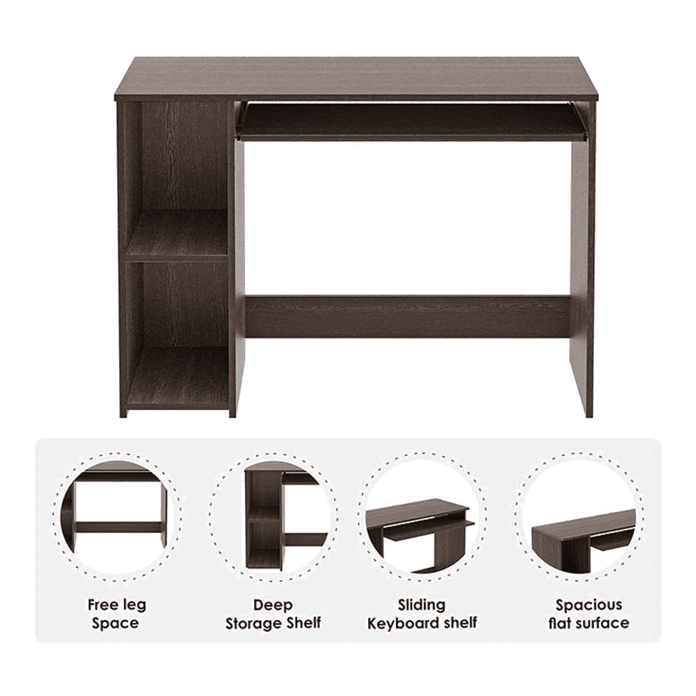Mallium Free Standing Engineered Wood Study Table with Keyboard Slider in Wenge Finish
