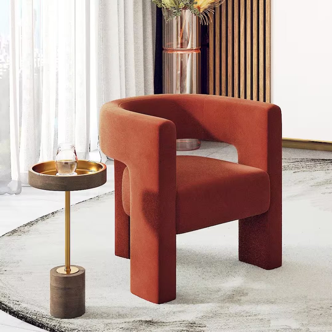 Juniper Lounge Chair in Deep Crimson Velvet