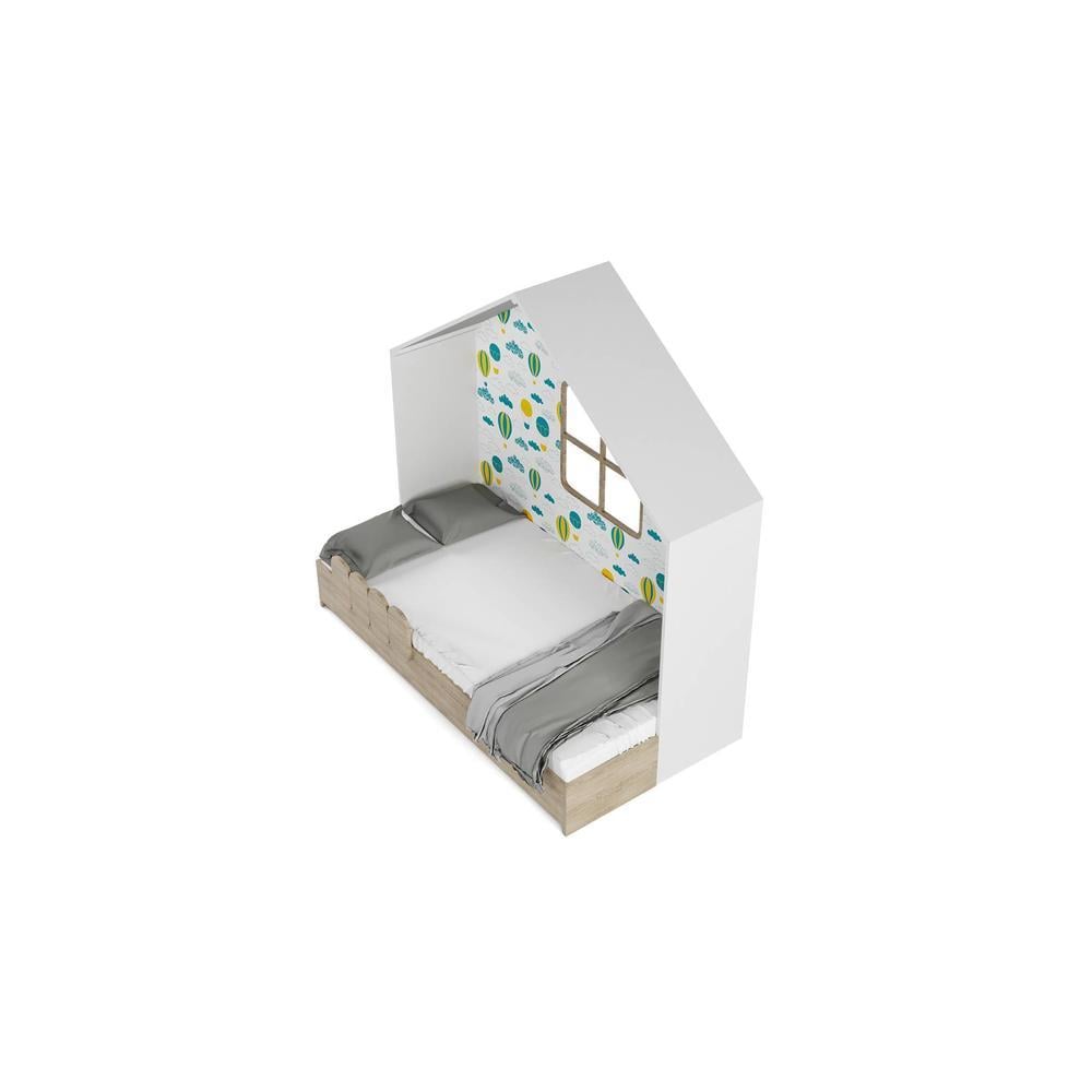 Little Hut Engineered Wood Bed in Green Colour