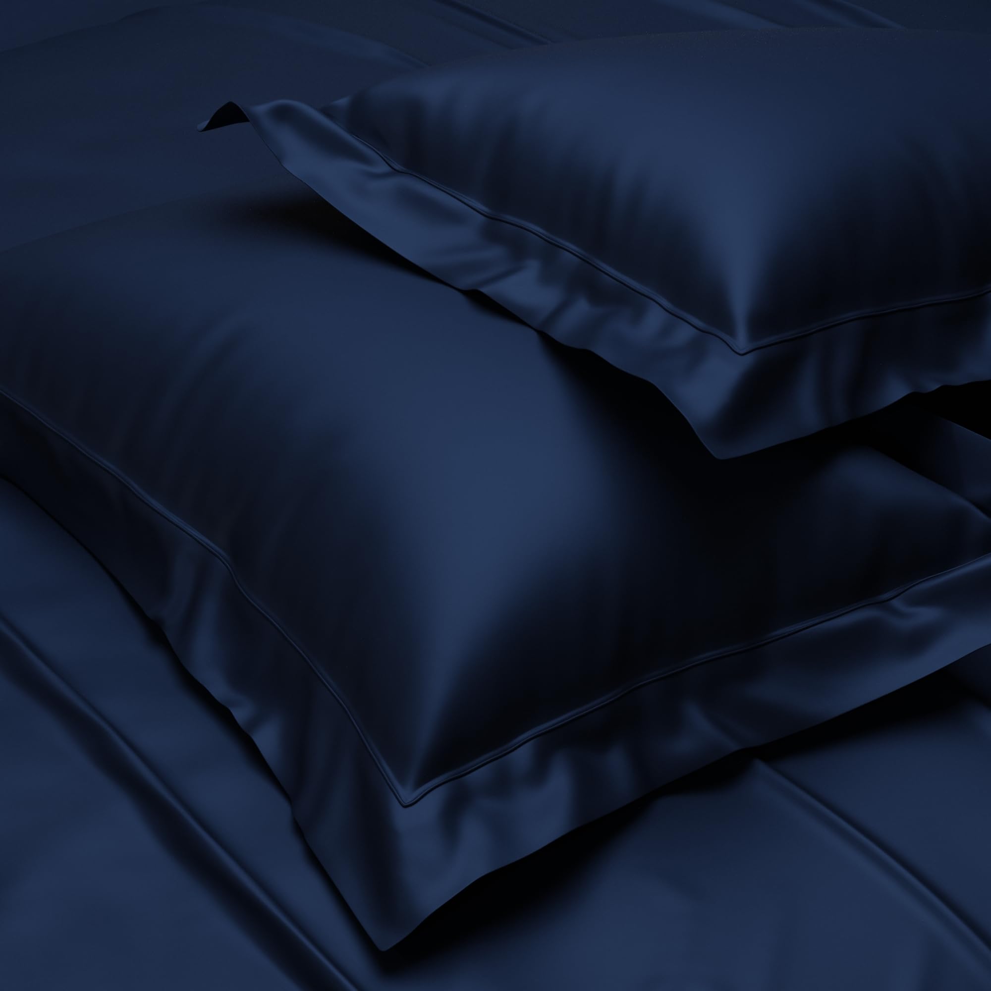 Stoa Paris Satin Pillow Covers,  Premium Plain Pillow Cover Set of 2, 68L x 45W cms - Mystique Blue - Stoa Paris