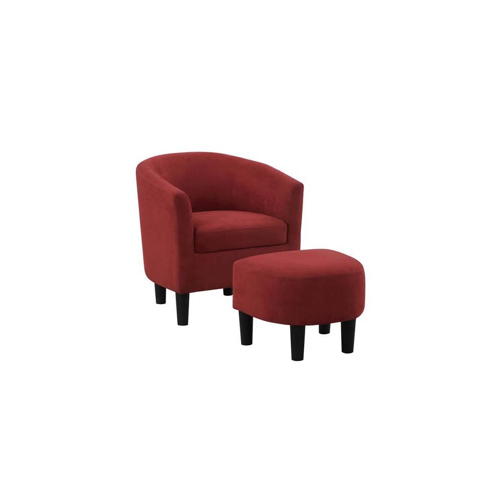 Pitts Accent Chair With Ottoman Red