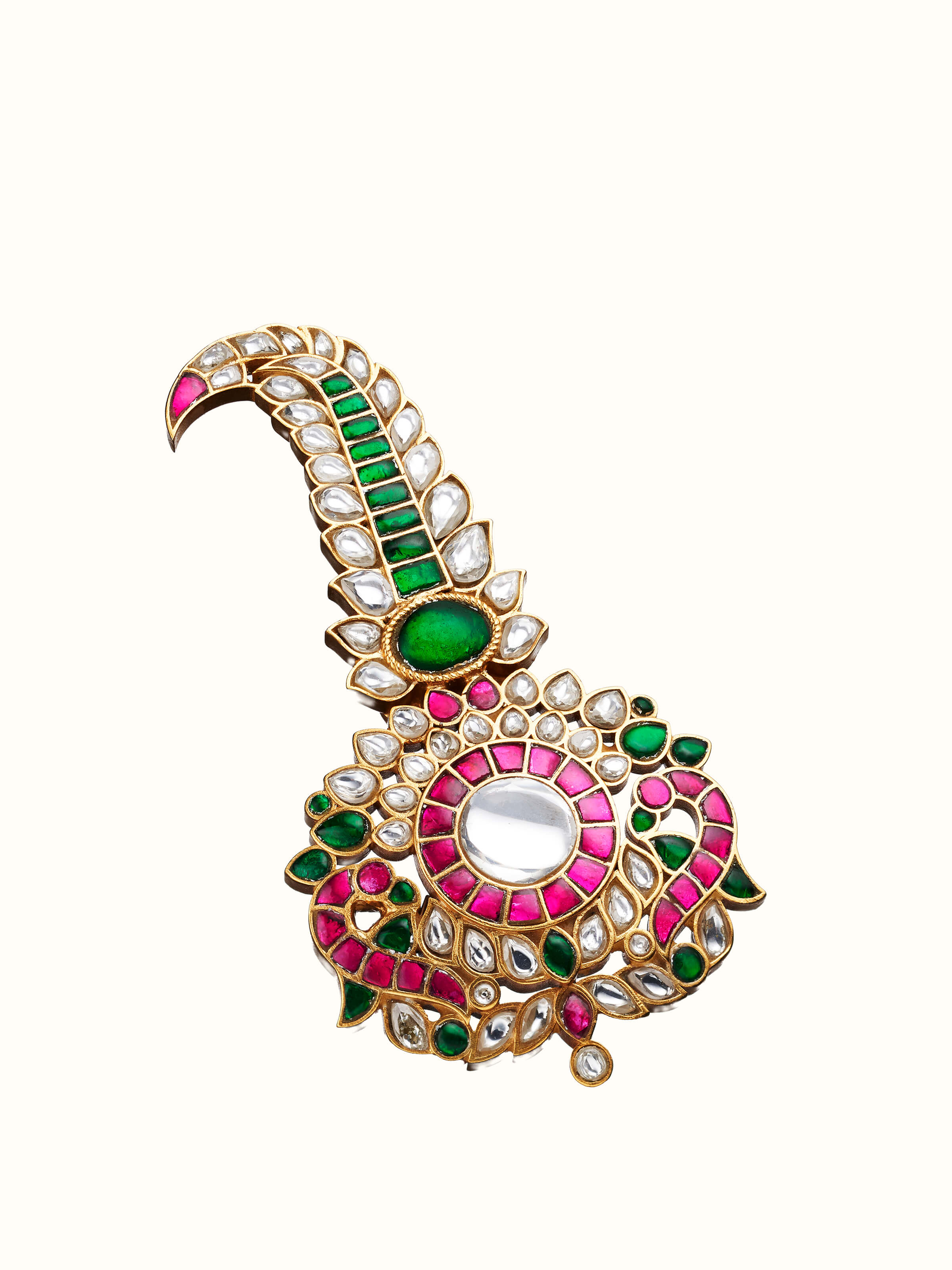 angled view of silver smithing yellow gold brooch pin