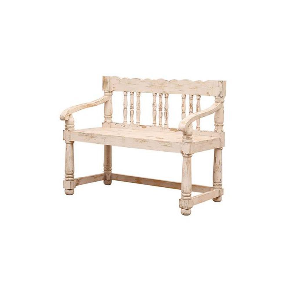 Avika Solid Wood Bench White Finish