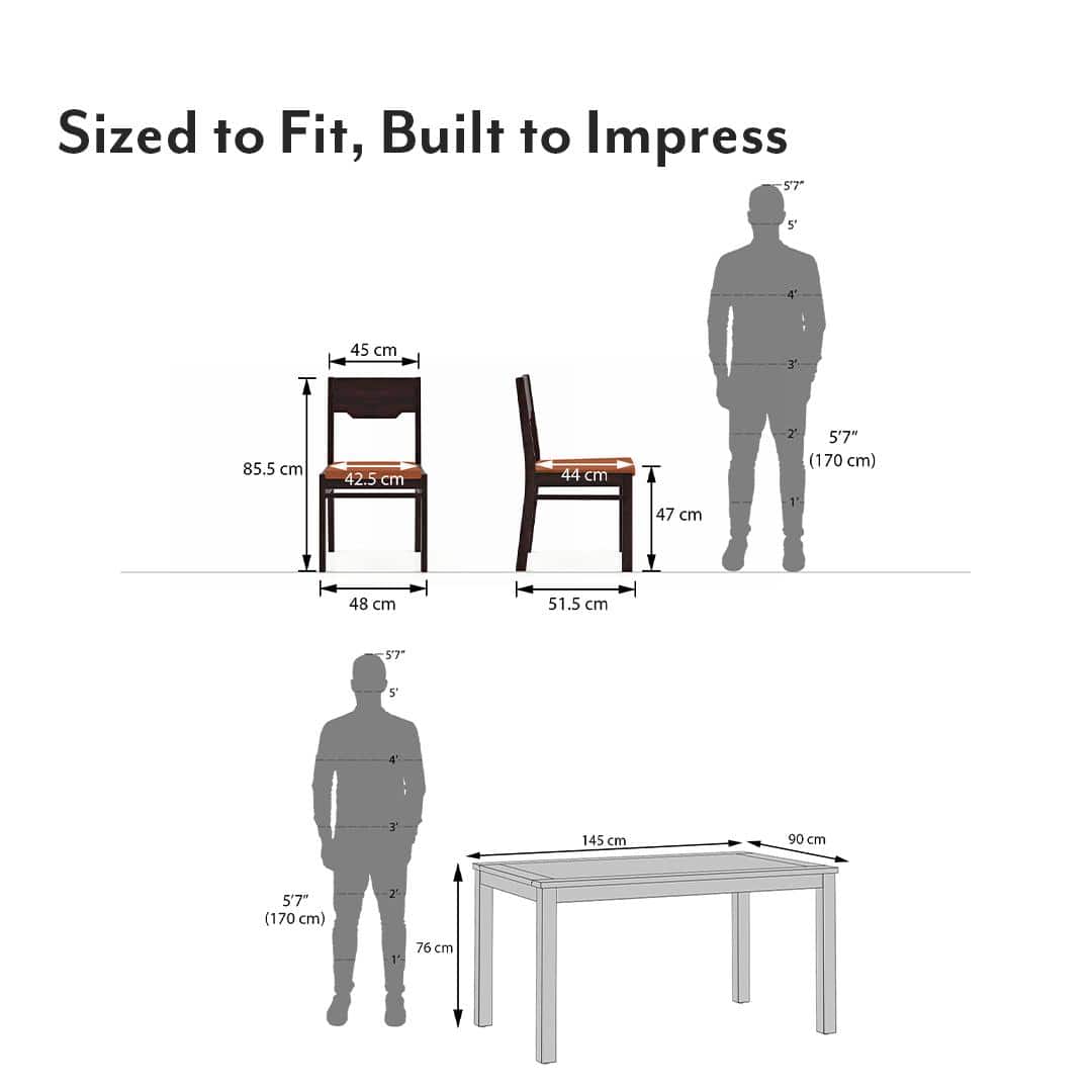 Floyd 6 Seater Dining Table, Glass Top With Set Of 6 Kerry Dining Chairs (Colour- Burnt Orange, Finish- Mahogany)
