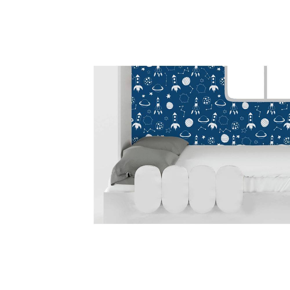 Little Hut Engineered Wood Bed in Blue Colour