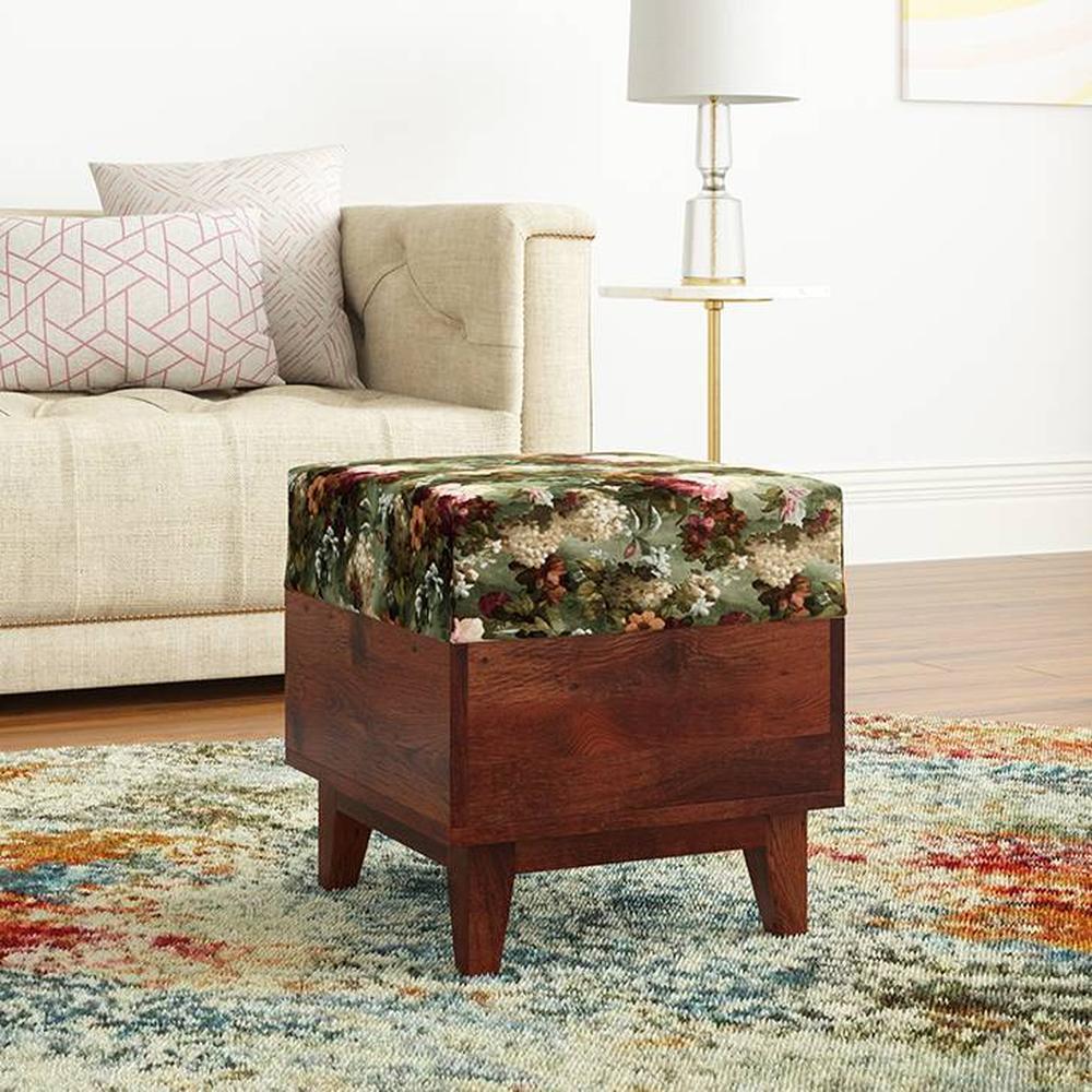 Olive Solid Wood  Ottomon in  Multicolor Colour