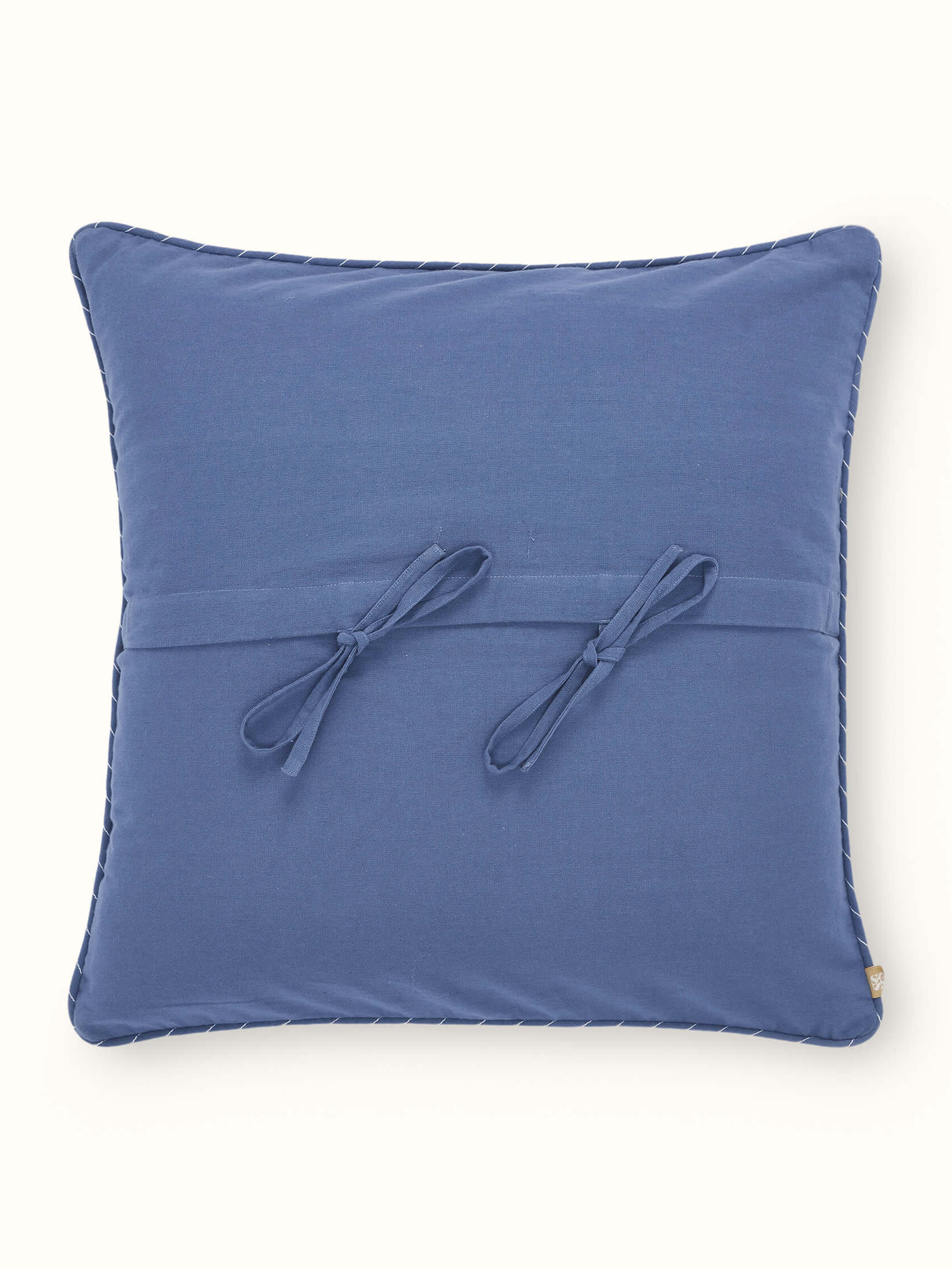 Rann Blue Buti Cotton Chikankari Hand Embroidered Cushion Cover