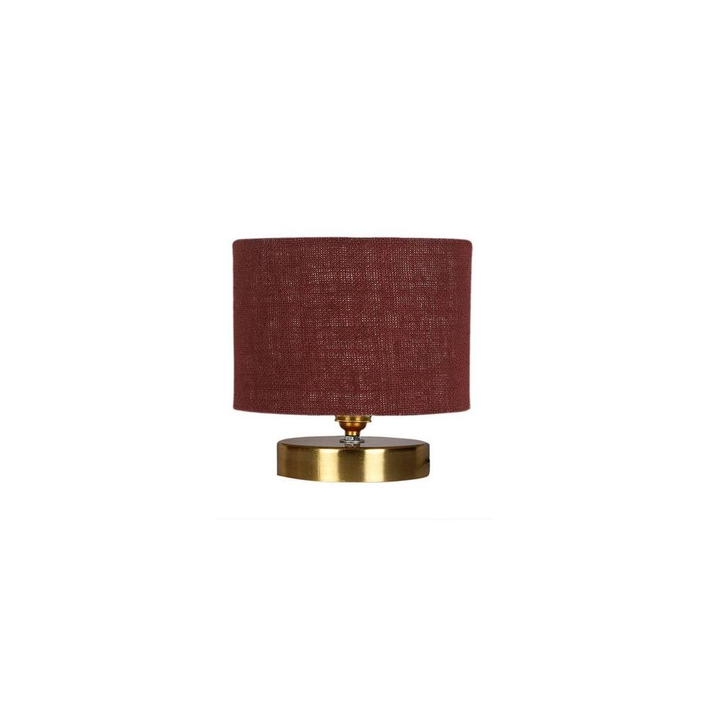 Dirnt Maroon Jute table lamp with Gold wood base