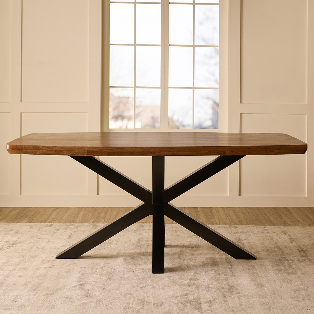 Crispio Solid Wood 6 Seater Dining Table in black Finish - Living Shape