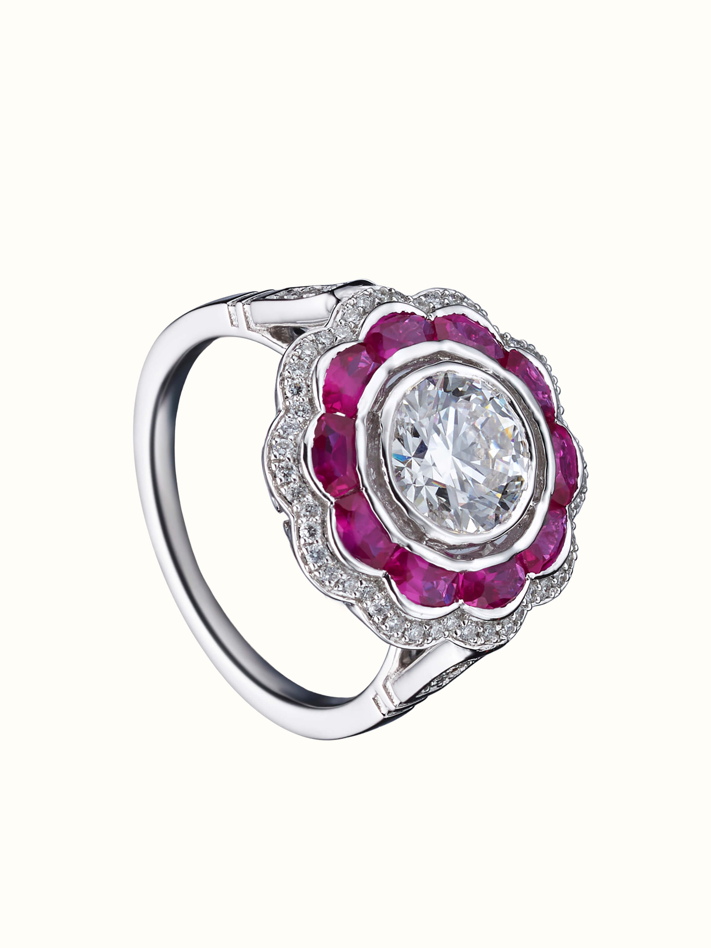 front view of open setting 14 karat gold ring with minimalist design