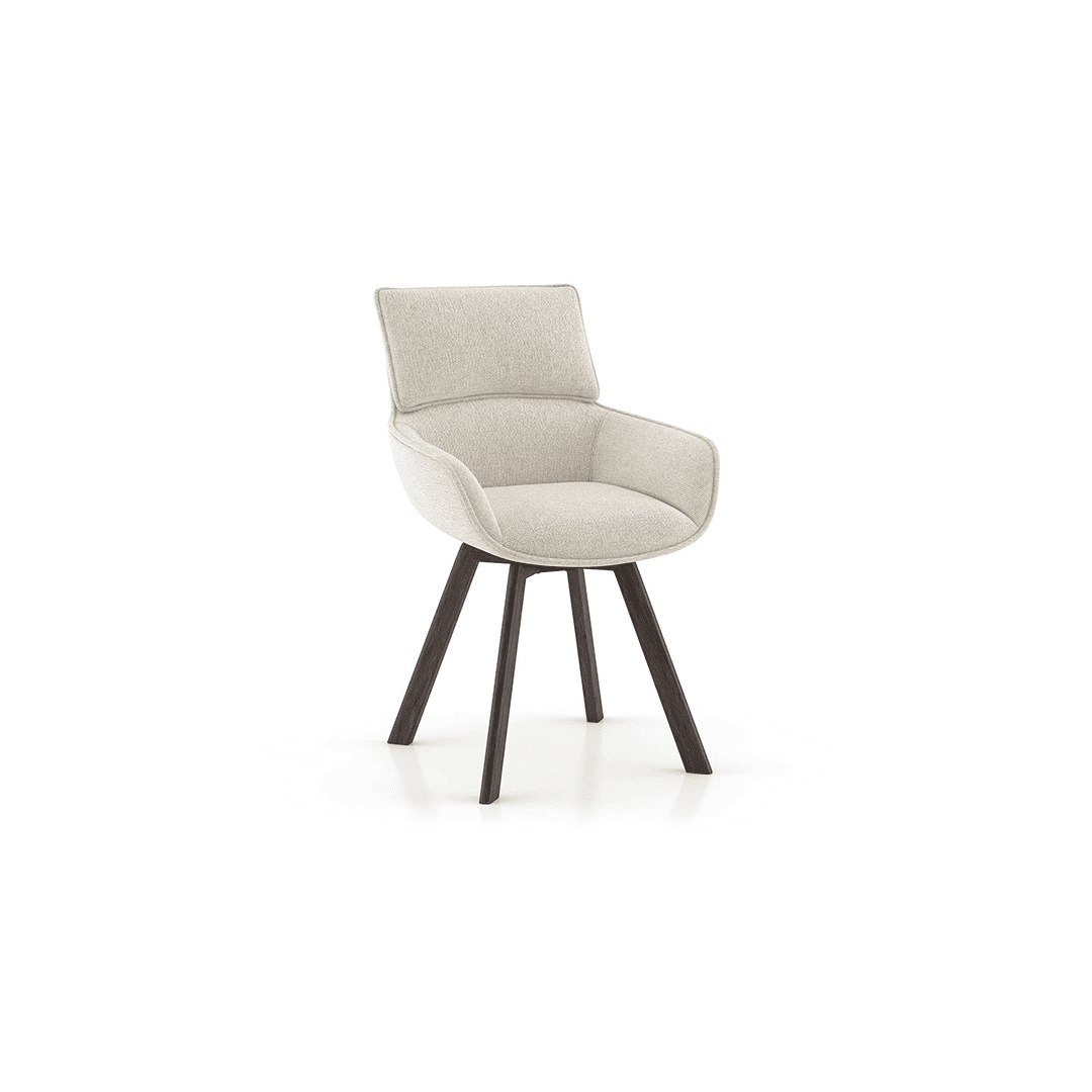 Bren Swivel Dining Chair In Ivory Colour