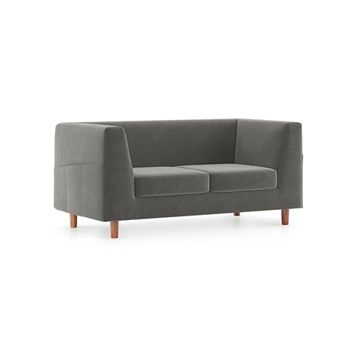 Rubik Luxe 2 Seater Fabric Sofa in Ash Grey Velvet Colour