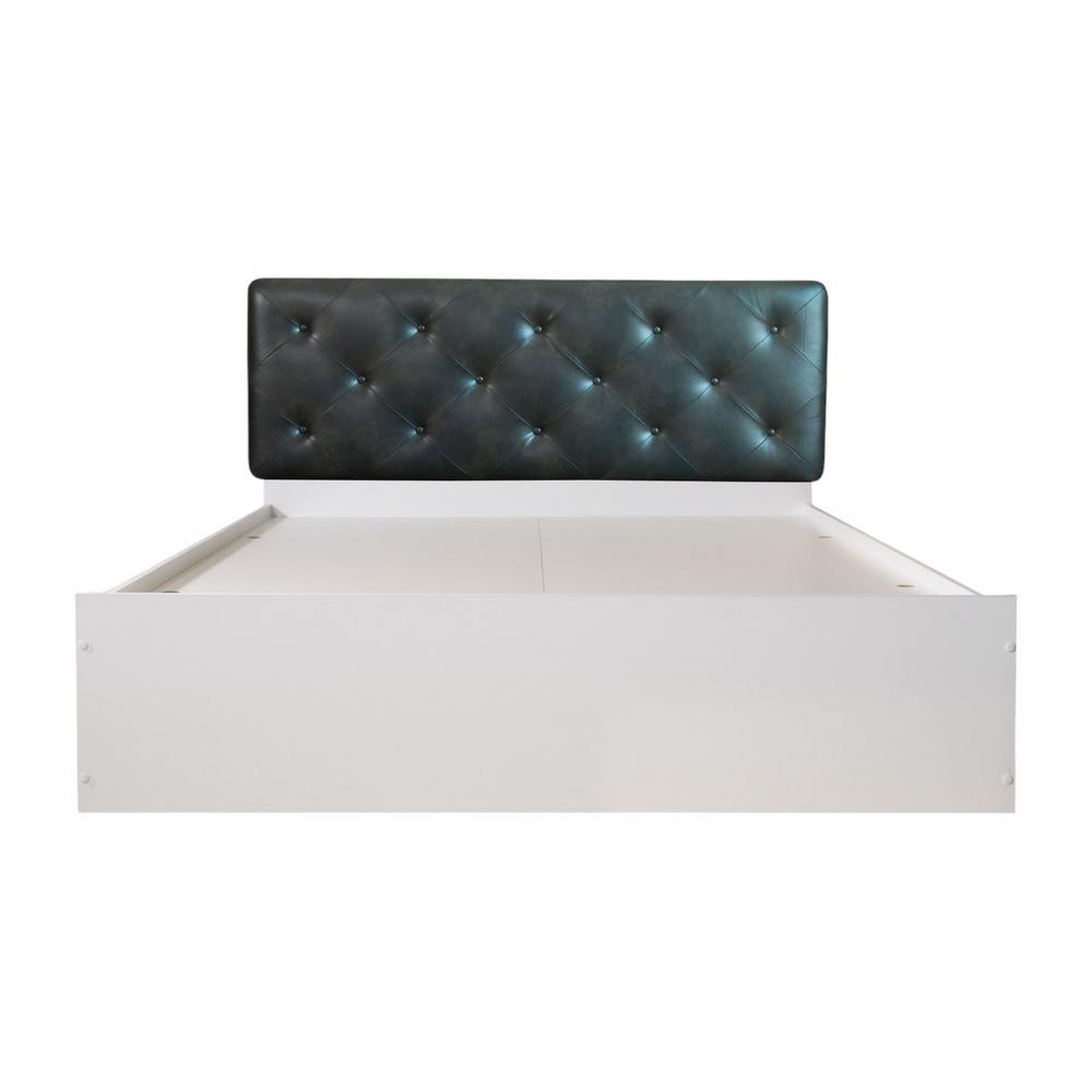 Charcoal Engineered Wood Queen Size Bed In White Finish