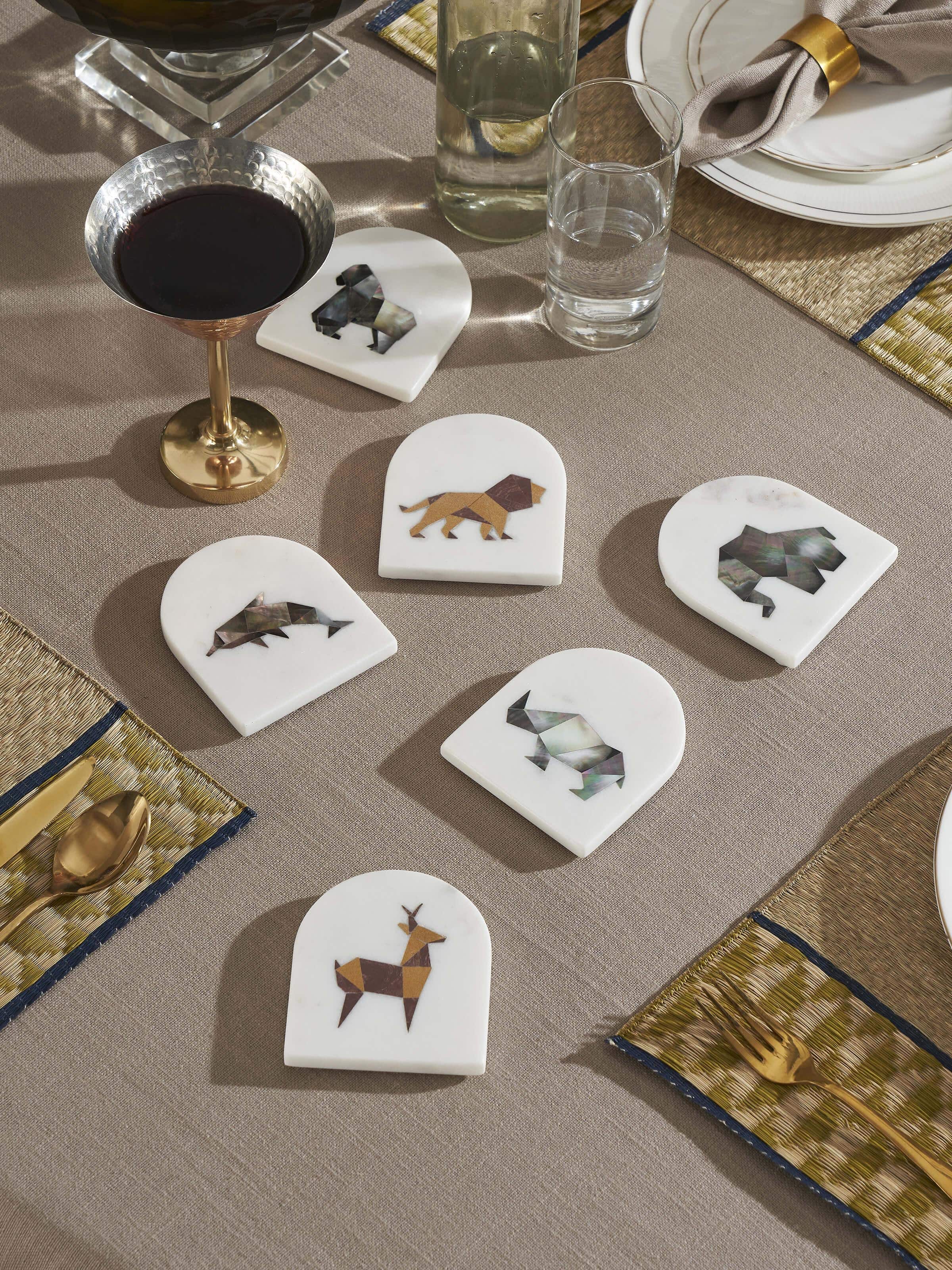 Vanraj Marble Carving Coaster Set