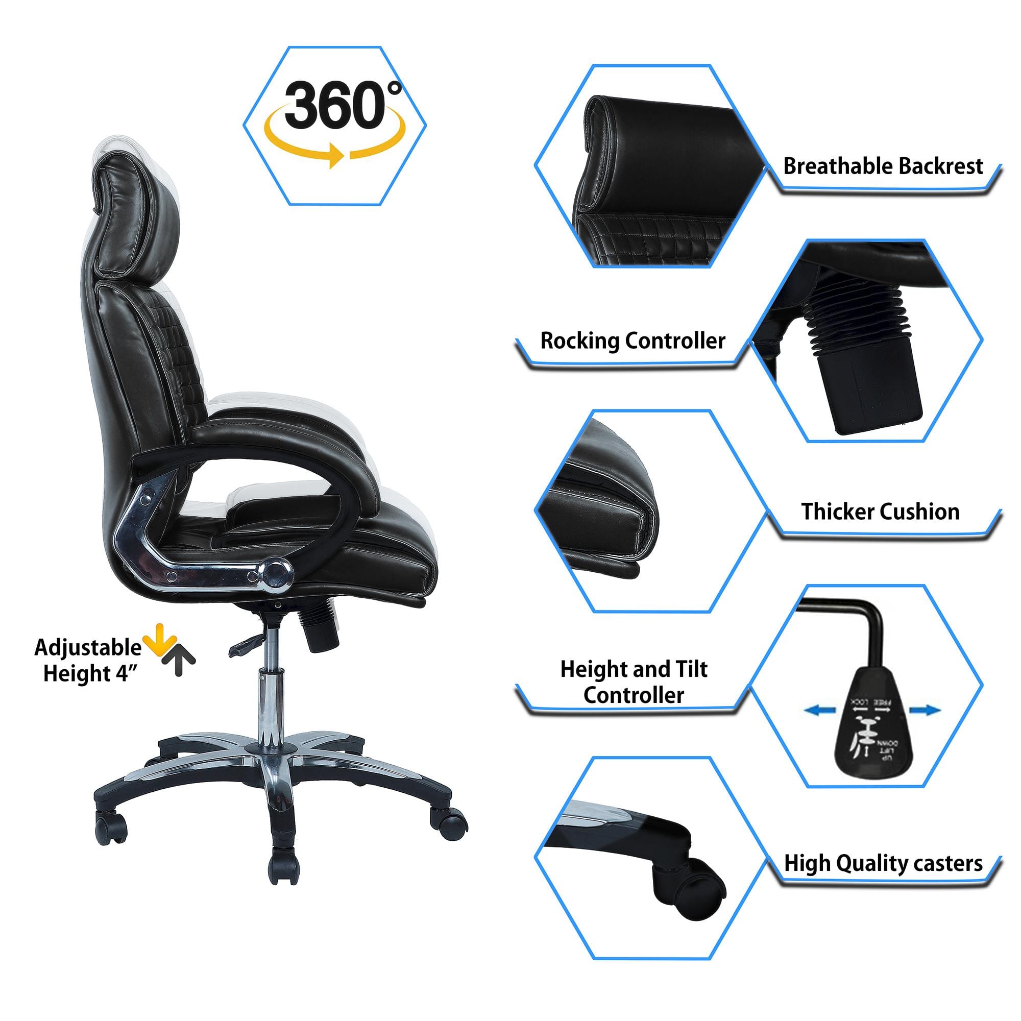 Mearisha High Back Executive Chair in Black Colour