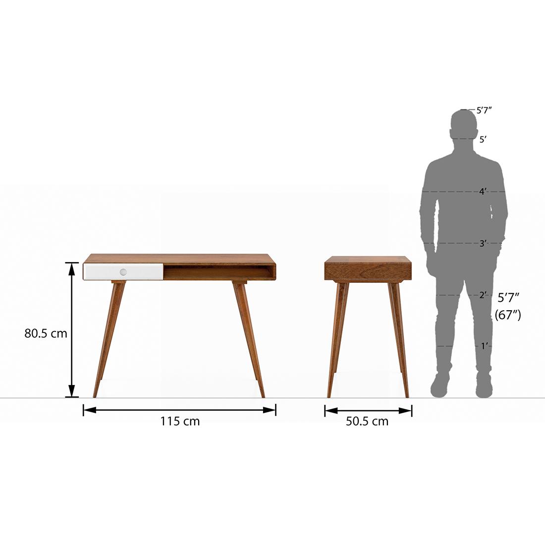 Roswell Solid Wood Study Table in Amber Walnut Finish