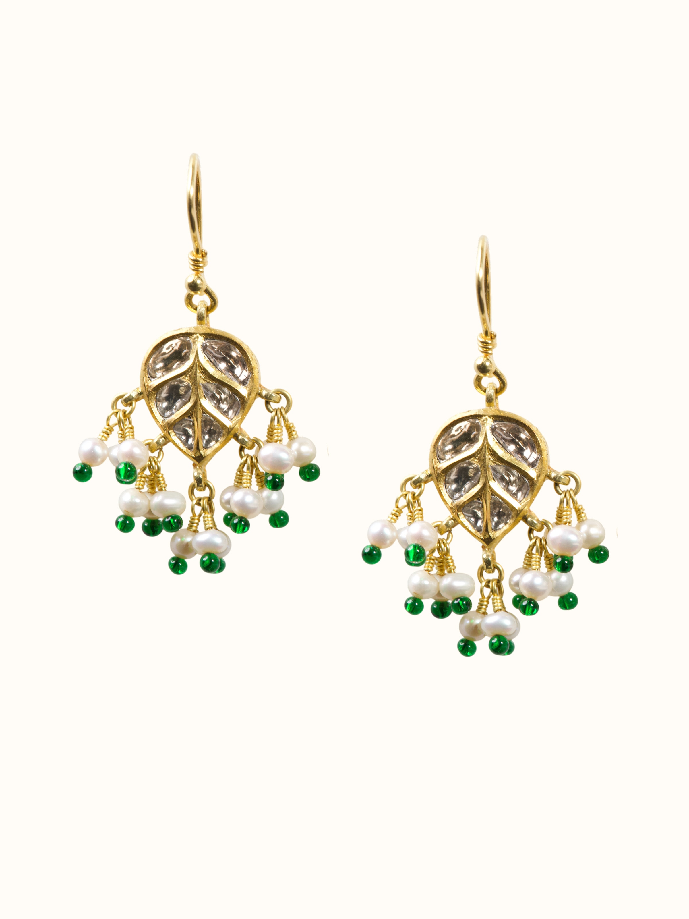 Jadau 18 Karat Gold Drop Earrings