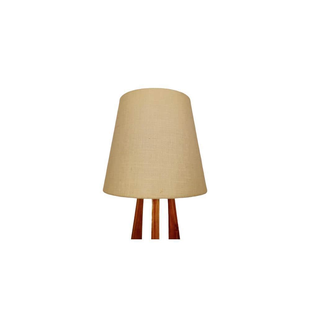Laurent Brown Wooden Table Lamp with White Jute Lampshade