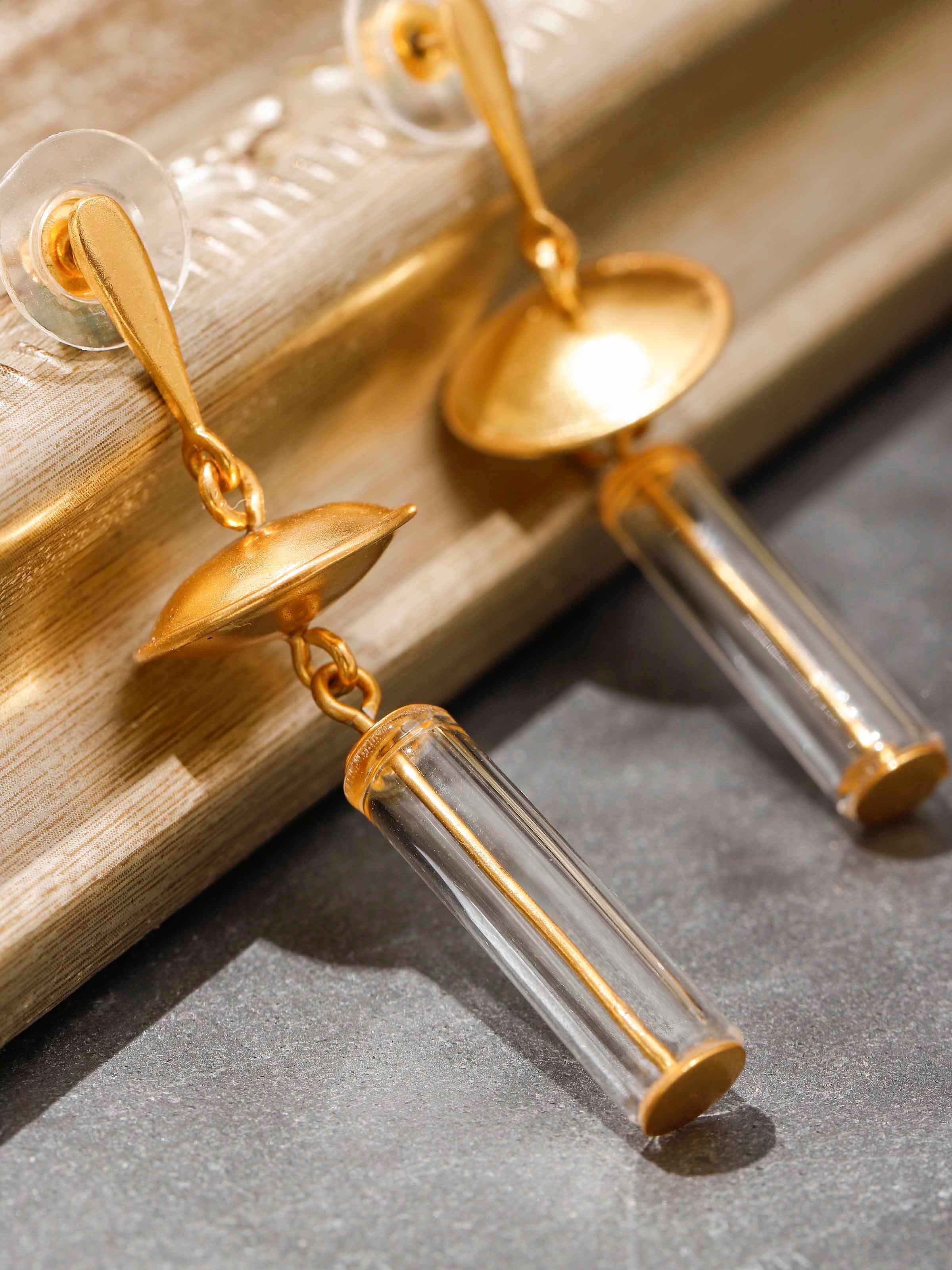 Silver Flame Glass Drop Earrings