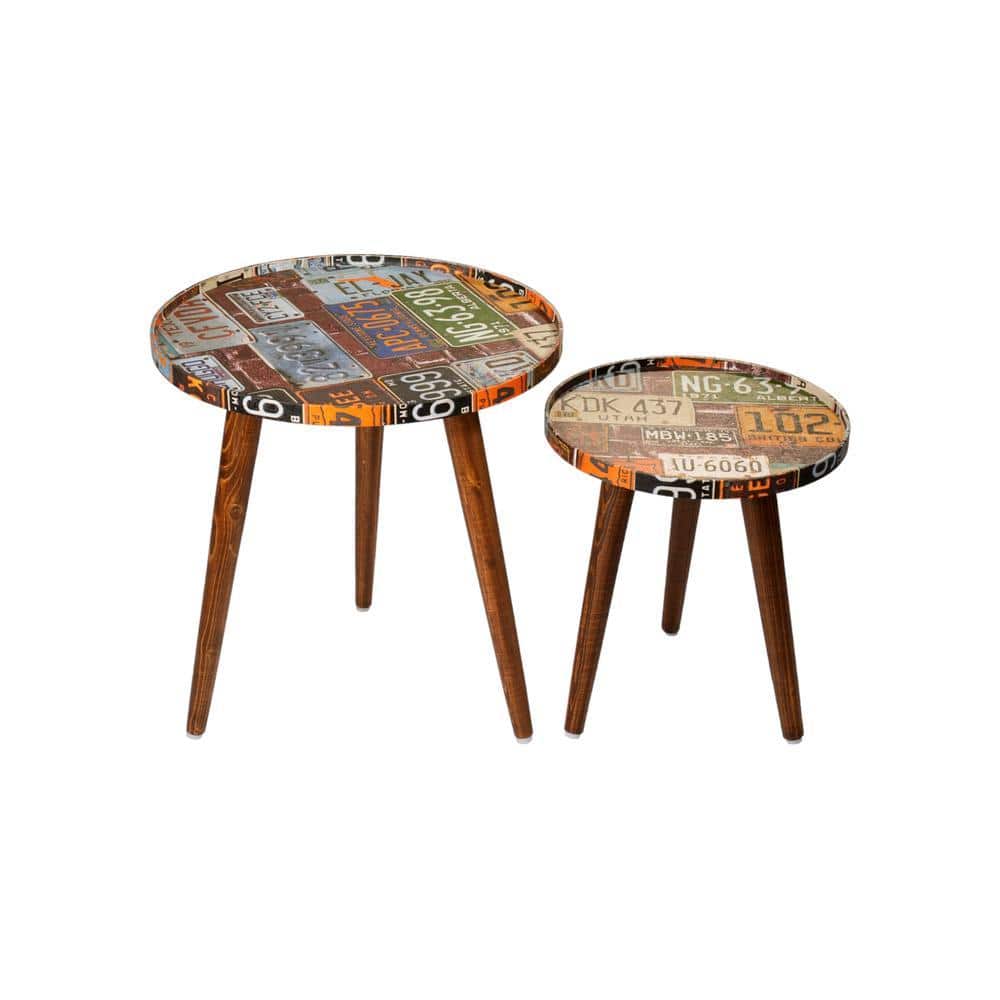 Muddy Miles Round Nesting Tables with Wooden Legs, Side Tables, Wooden Tables, Living Room Decor by A Tiny Mistake